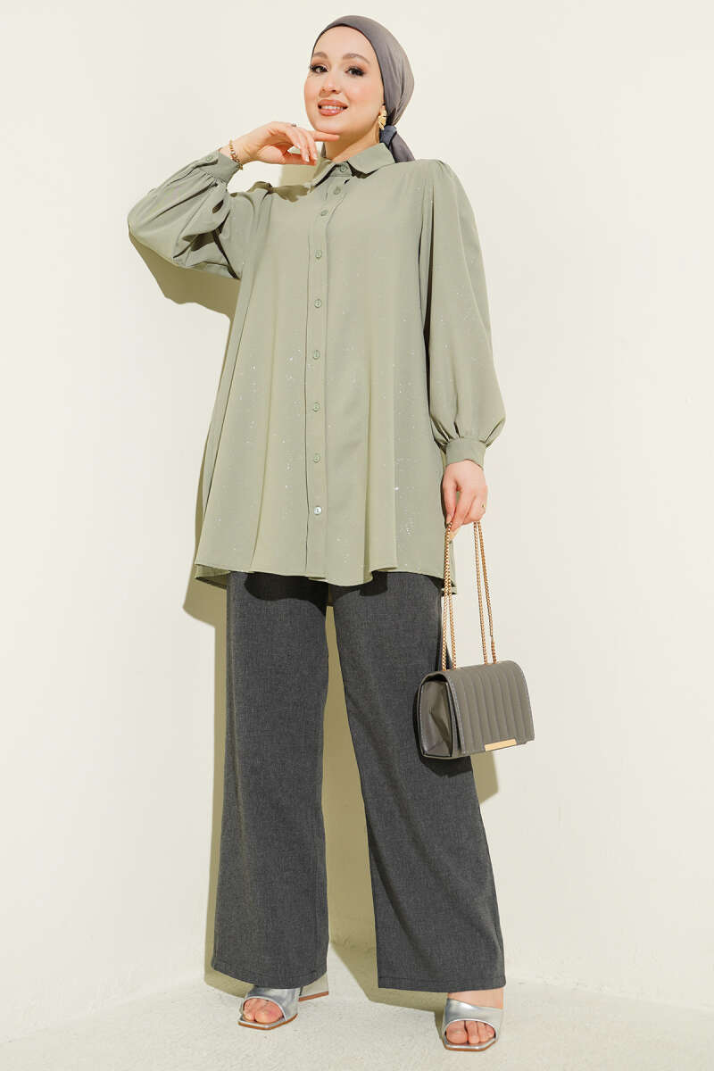Shimmery Balloon Sleeve Shirt Hazel - immagine 2