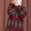 Softie Diamond Patterned Knit Sweater Burgundy – Bild 2