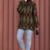 Softie Diamond Patterned Knit Sweater Khaki - Image 3