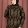 Softie Diamond Patterned Knit Sweater Khaki - Image 2