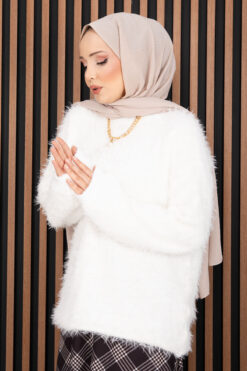 Alternative view of Soft Plush Textured Knit Sweater Ecru