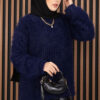 Soft Plush Textured Knit Sweater Navy Blue – Image 2