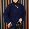 Soft Plush Textured Knit Sweater Navy Blue – Image 4