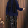 Soft Plush Textured Knit Sweater Navy Blue – Image 7