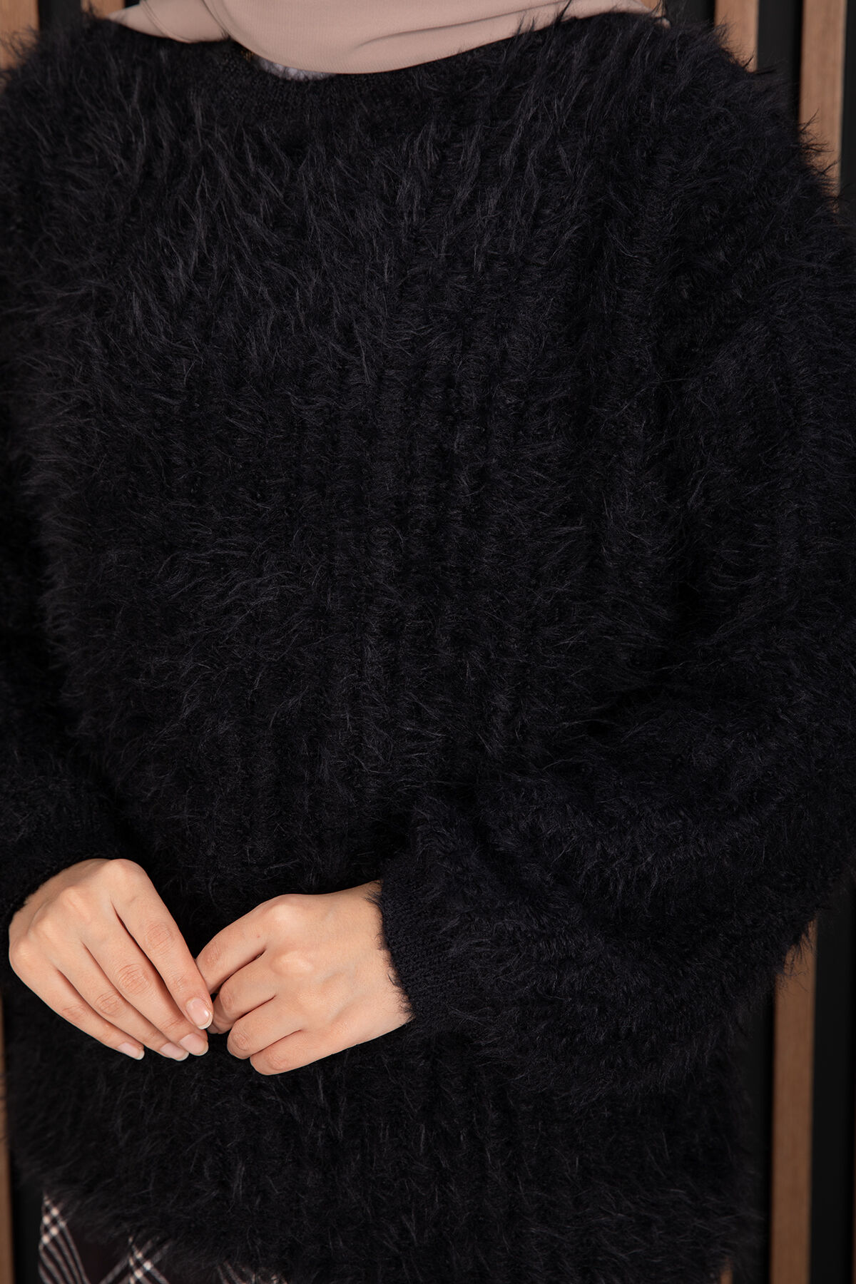 Soft Plush Textured Knit Sweater Black - immagine 5