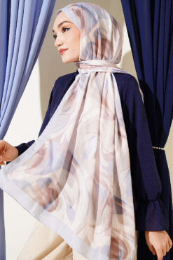 Abstract Leaf Pattern Bamboo Crinkle Shawl Baby Blue