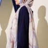 Abstract Leaf Pattern Bamboo Crinkle Shawl Baby Blue - Image 3