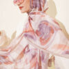 Abstract Leaf Pattern Bamboo Crinkle Shawl Sand Beige - immagine 5