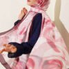 Abstract Leaf Pattern Bamboo Crinkle Shawl Burgundy