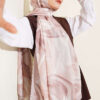 Abstract Leaf Pattern Bamboo Crinkle Shawl Sand Beige
