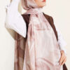 Abstract Leaf Pattern Bamboo Crinkle Shawl Sand Beige - immagine 2