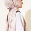 Abstract Leaf Pattern Bamboo Crinkle Shawl Sand Beige - immagine 3