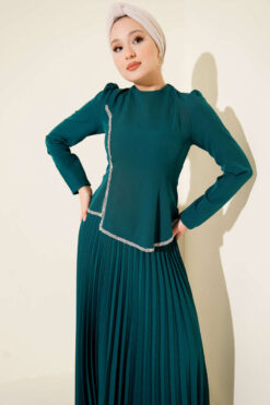 Alternative view of Pleated Skirt Two-Piece Set Emerald