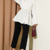 Stone Button Striped Textured Shirt Ecru - Imagen 2