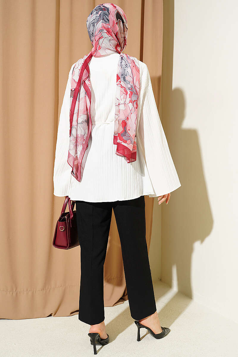 Stone Button Striped Textured Shirt Ecru - Imagen 3