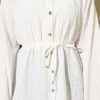 Stone Button Striped Textured Shirt Ecru - Imagen 4