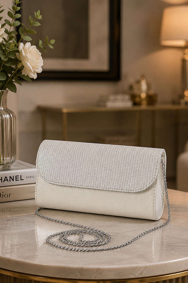 Sparkling Evening Clutch Bag Cream