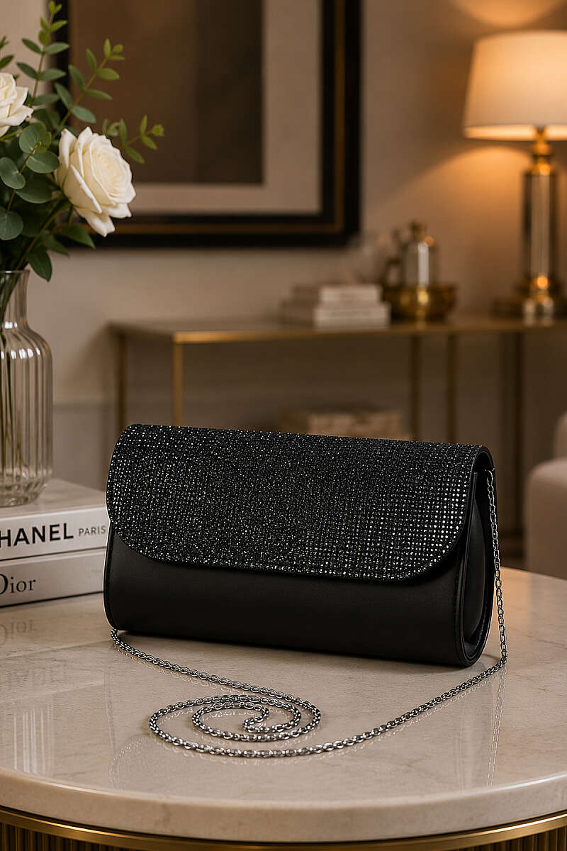 Sparkling Evening Clutch Bag Black