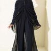 Stone-Embellished Draped Jumpsuit Navy Blue - immagine 2