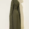 Stone Embellished Shoulder Cape Dress Khaki – Image 3