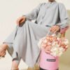 Stone-Embellished Long Tunic Two-Piece Set Grey