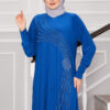 Stone Detailed Sandy Modest Dress Indigo – Bild 2