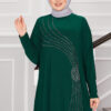 Stone Detailed Sandy Modest Dress Emerald – Bild 2