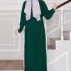 Stone Detailed Sandy Modest Dress Emerald – Bild 5
