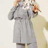 Stone Detail Faux Pocket Flap Two-Piece Set Grey – Image 2