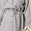 Stone Detail Faux Pocket Flap Two-Piece Set Grey – Image 4