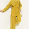 Embellished Side Slit Two-Piece Set Leaf Green - Image 2