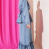 Single Pocket Belted Denim Dress Set Denim Blue – Bild 3