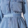 Single Pocket Belted Denim Dress Set Denim Blue – Bild 4