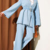 Belted Denim Set Light Blue
