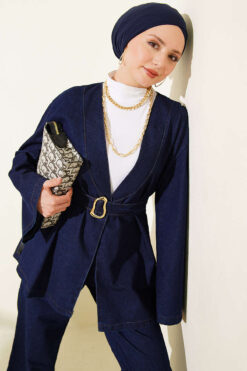 Alternative view of Belted Denim Set Navy Blue