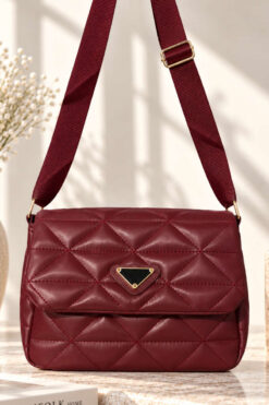 Triangle-Embroidered Handle Bag Burgundy