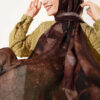 Triangle Pattern Bamboo Crinkle Scarf Dark Brown