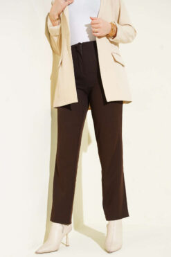 Alternative view of Ironed Stripe Slim Fit Trousers Dark Brown
