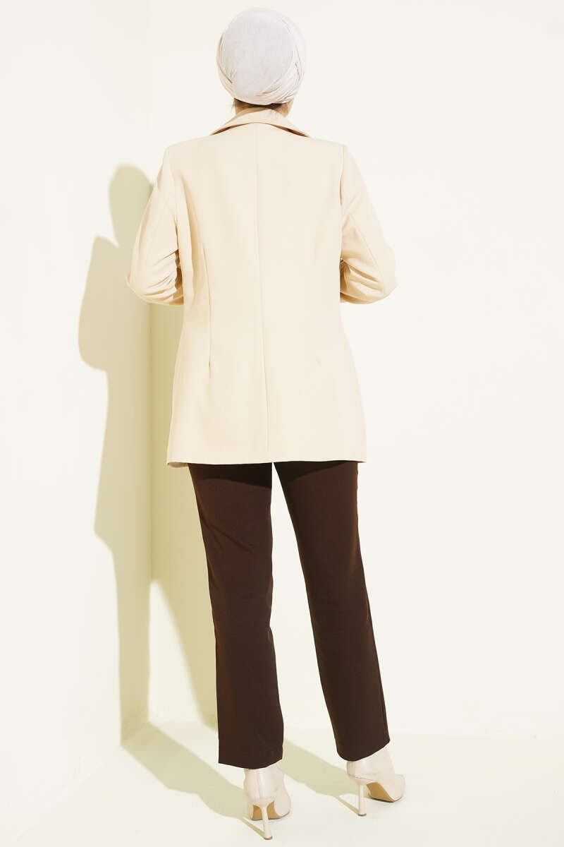 Ironed Stripe Slim Fit Trousers Dark Brown - immagine 4