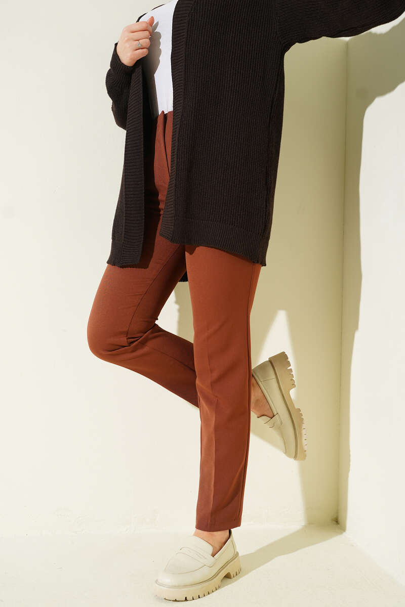 Ironed Stripe Slim Fit Trousers Dark Brown - immagine 5