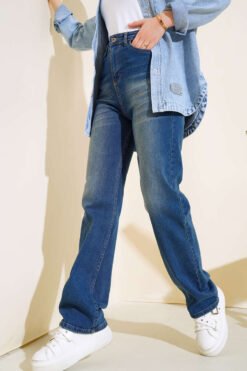 Alternative view of Wide Leg Denim Pants Dark Blue