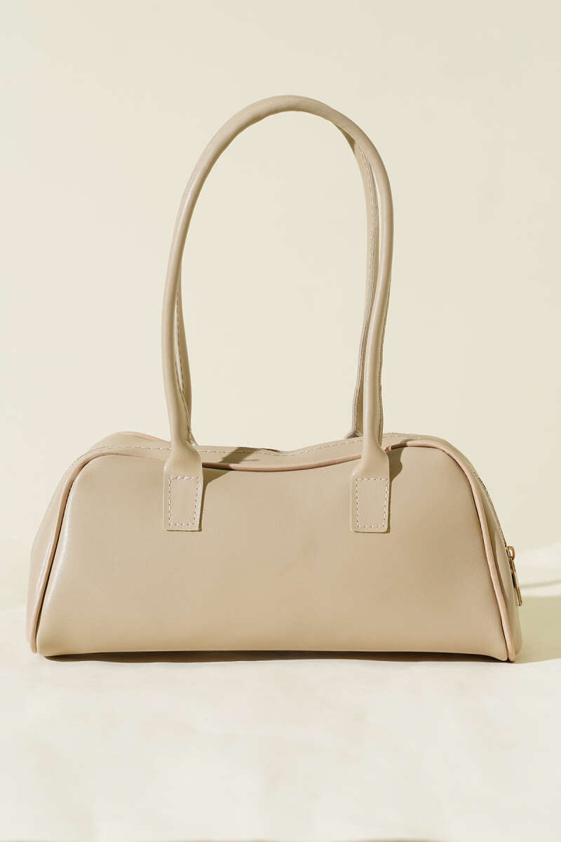Long-handled zippered baguette bag Beige – Image 2
