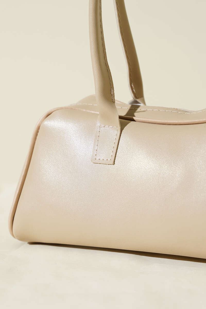 Long-handled zippered baguette bag Beige – Image 3