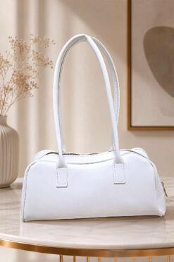 Long-handled zippered baguette bag White