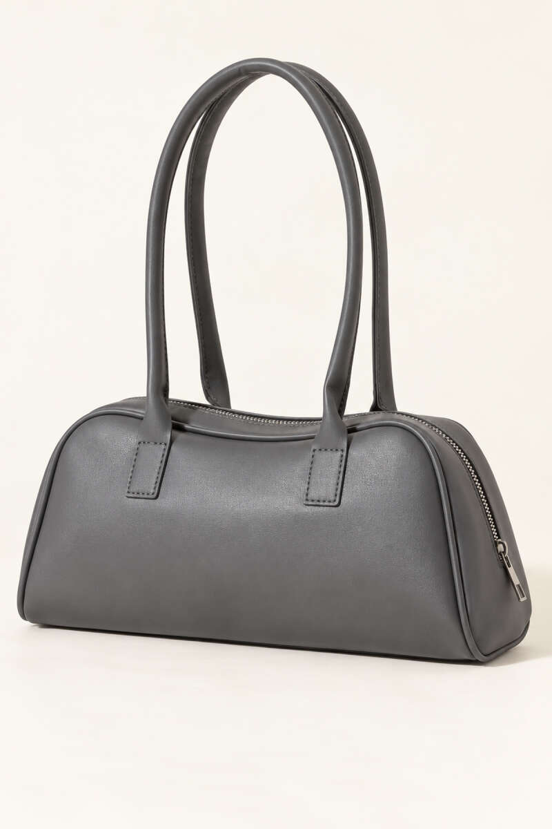 Long-handled zippered baguette bag Grey