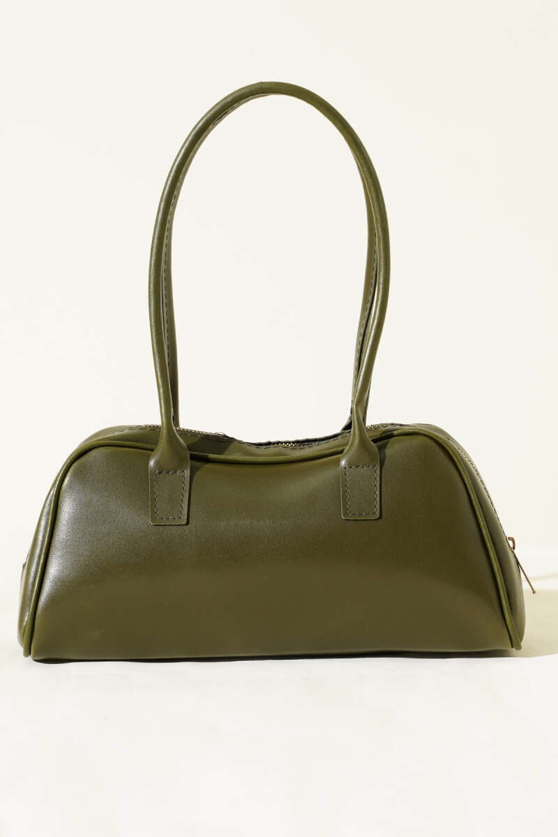 Long-handled zippered baguette bag Khaki - Image 2