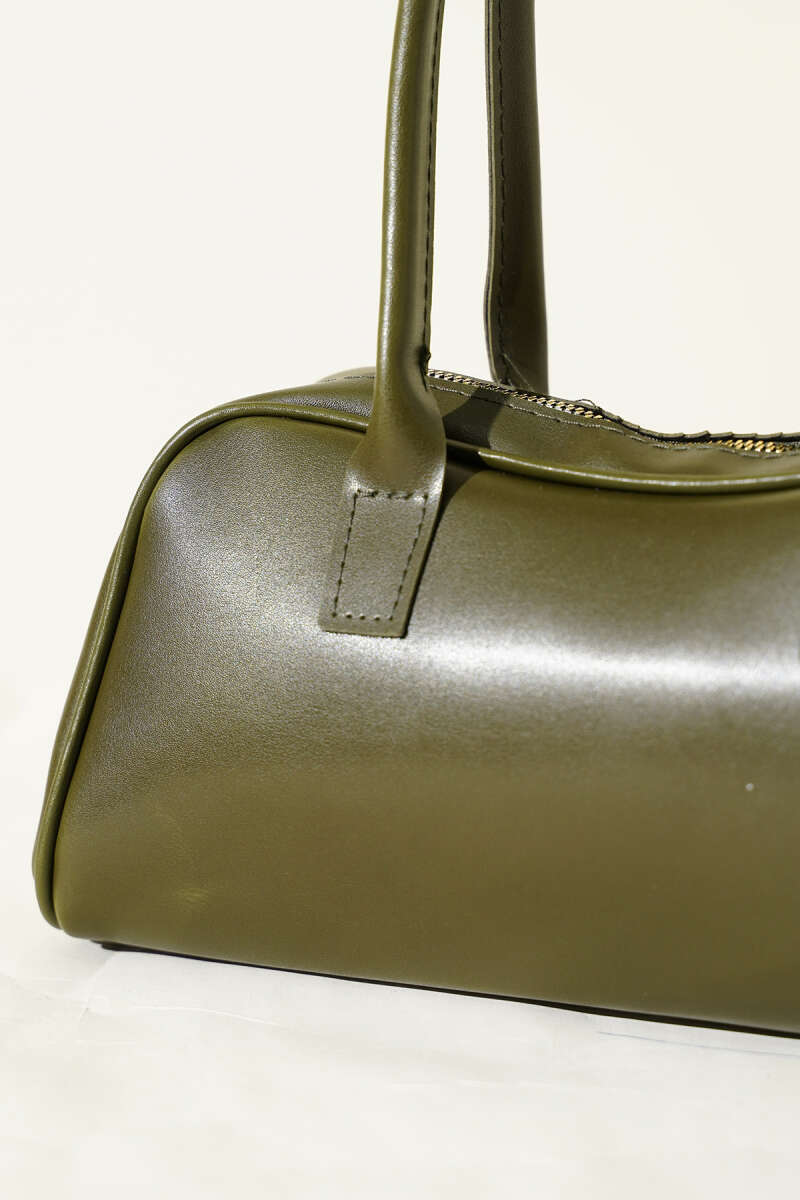 Long-handled zippered baguette bag Khaki - Image 3