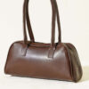 Long-handled zippered baguette bag Brown