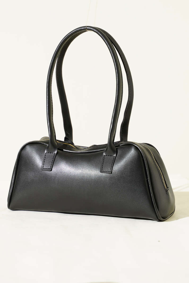 Long-handled zippered baguette bag Black