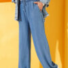 Baggy High-Waisted Denim Pants Dark Blue - immagine 6